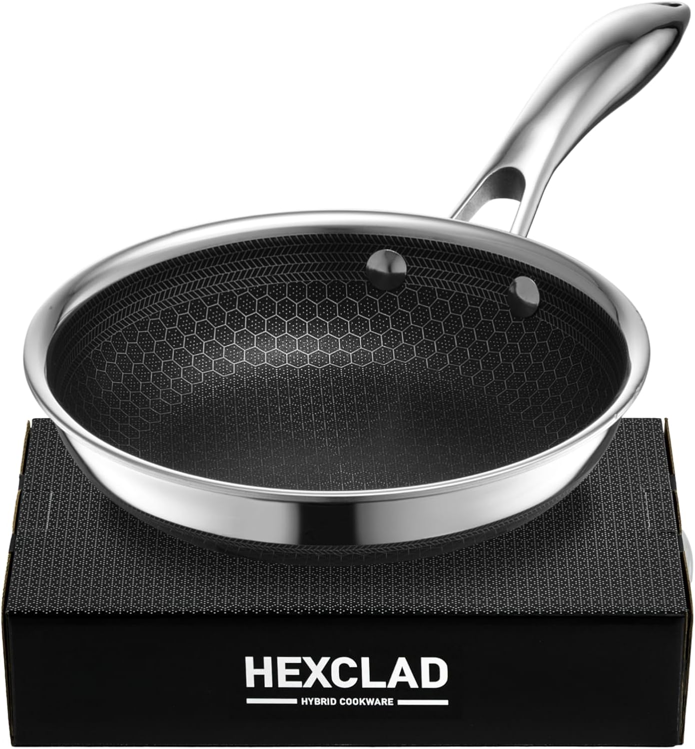 HexClad Hybrid Nonstick 18 cm Frying Pan, Stay-Cool Handle, Dishwasher-Friendly, Oven-Safe Up to 480°C, Induction Ready, Compatible with All Cooktops