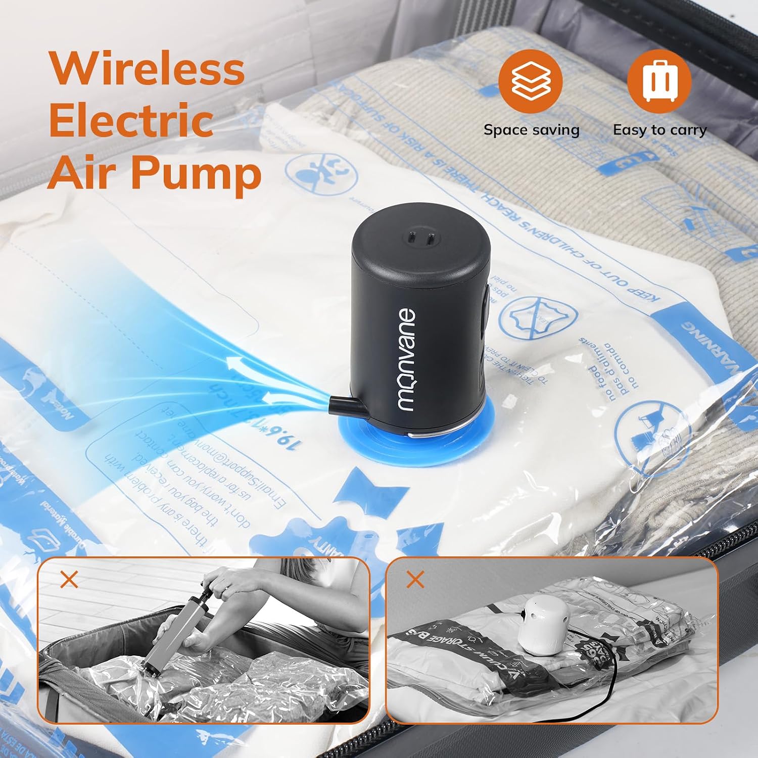 Vacuum Storage Bags with Electric Air Pump, 12 Pack for Travel, Space Saver Bags and Luggage Packing Compression for Clothes and Clothing 2