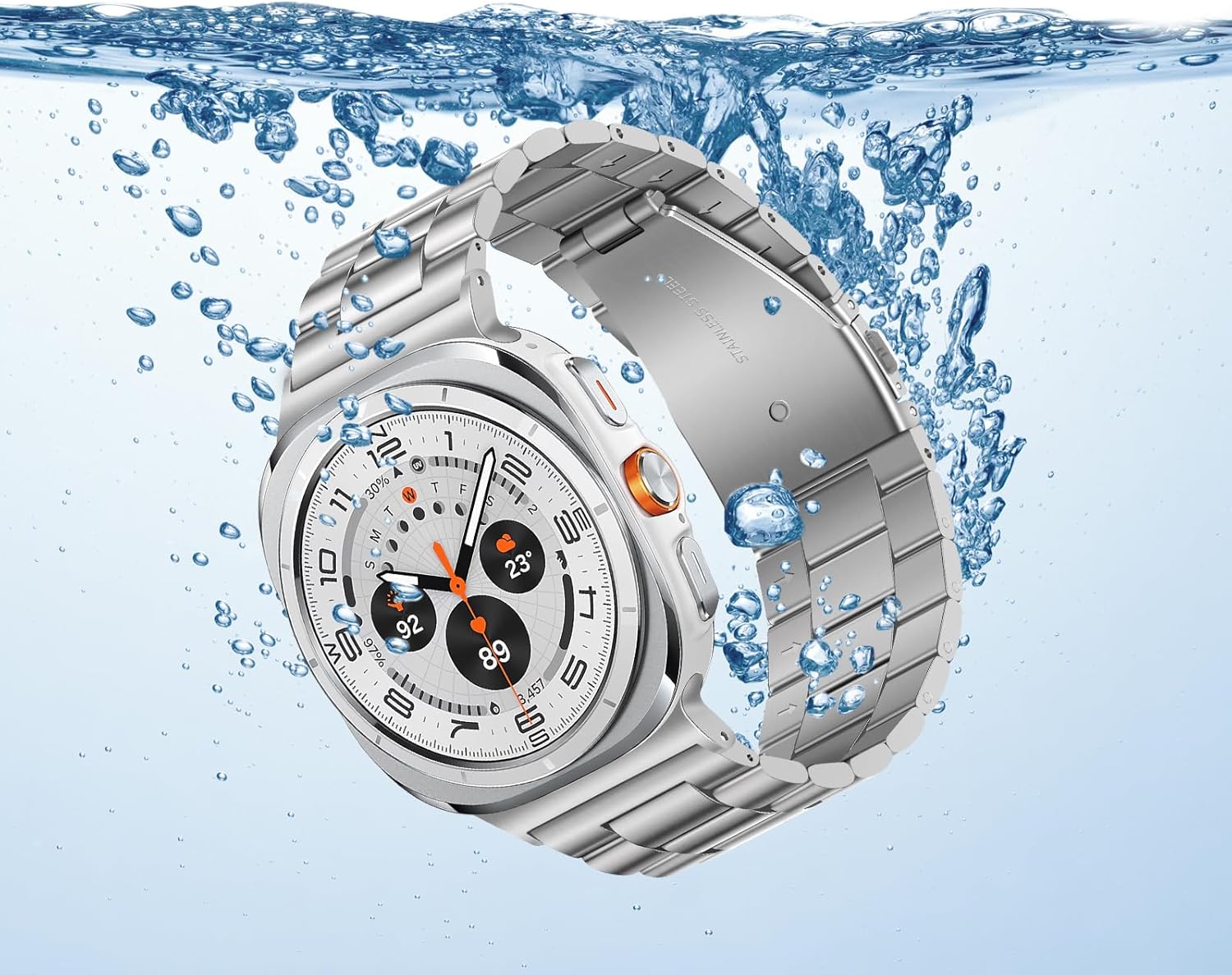 Anlinser No Gap Bands Compatible with Samsung Galaxy Watch Ultra 7/6/5/4/FE Band 44mm 40mm/Watch 6 Classic Band 47mm 43mm/Watch 5 Pro 45mm/Watch 4 Classic, 20mm 22mm Metal Strap for Women Men 2