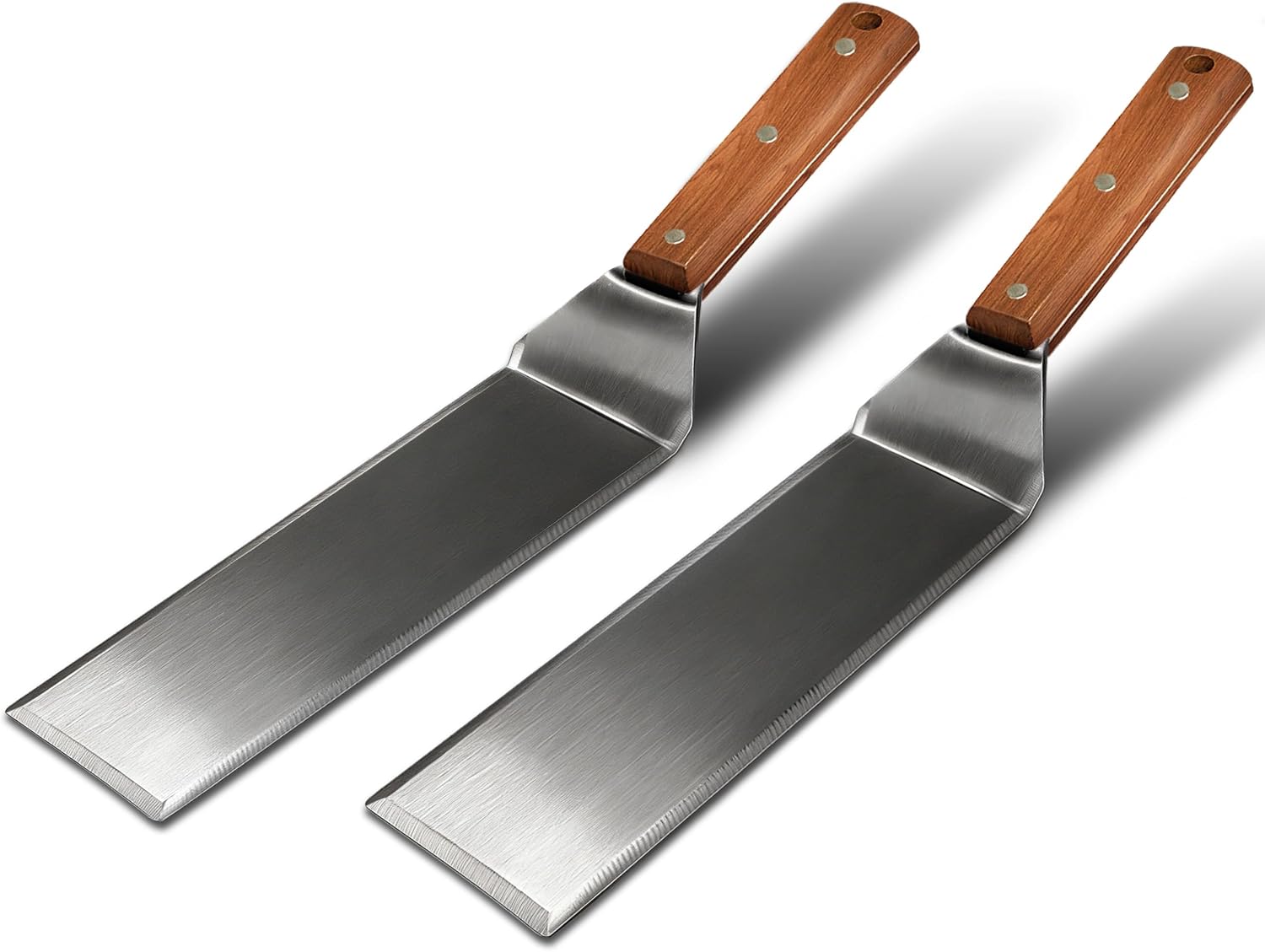 Set of 2 Extra Long Thicker Metal Griddle Spatula BBQ Tools | Full Tang,Beveled Edges,Stainless Steel Grill Spatula,Grilling Accessories for Blackstone,FlatTop,Griddles,Gifts for Men