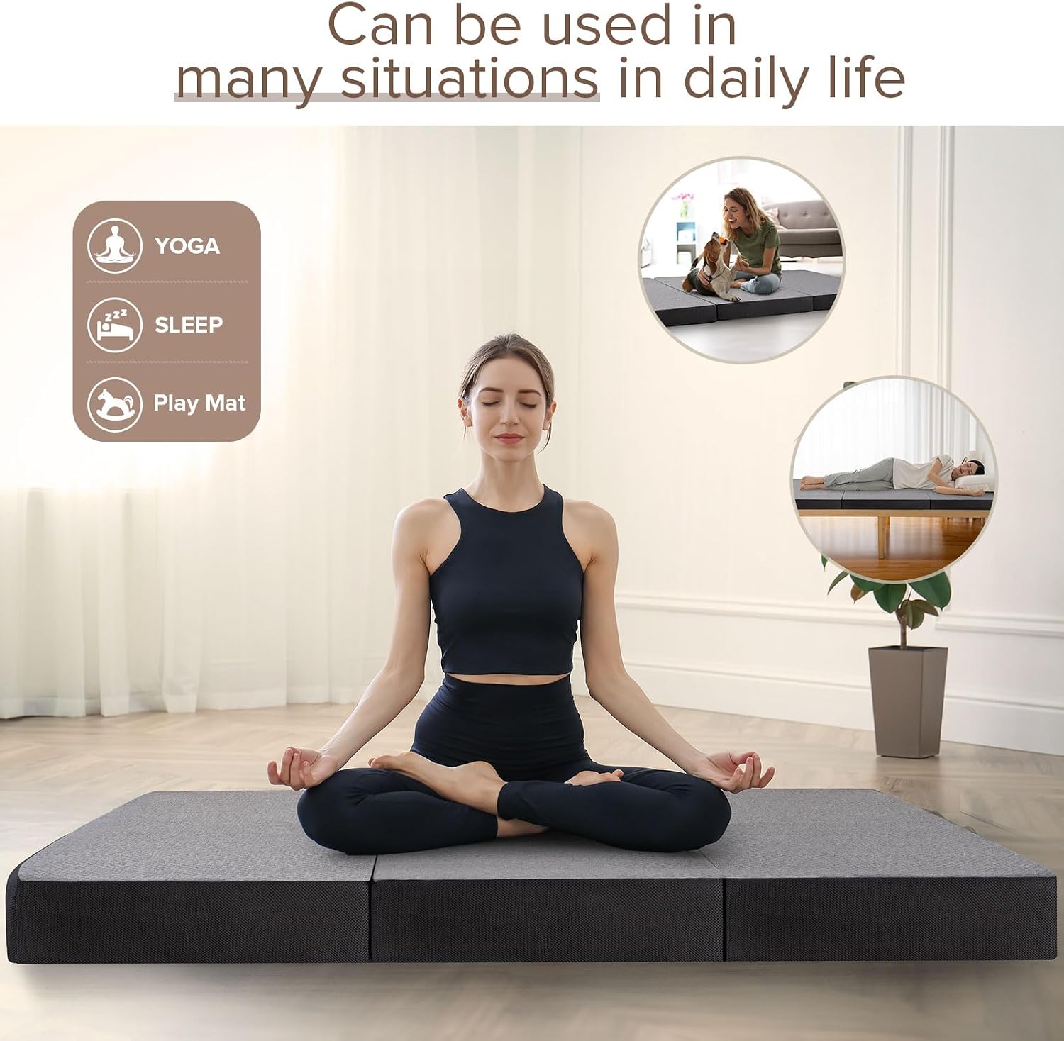 Vamcheer Tri Folding Mattress Single Size – 4 Inch Foldable Mattress for Travel/RV/Camping/Guest Room/Yoga, 75″x25″x4″ Tri-fold Memory Foam Cushion with Washable Cover 4