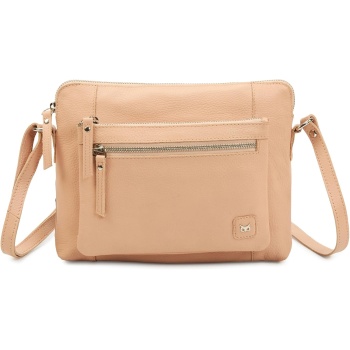 Wise Owl Accessories Leather Crossbody Bags for Women Small Soft Genuine Pebbled Sling Shoulder Handbag Crossover Purse with Full Adjustable Strap (Nude Nappa)