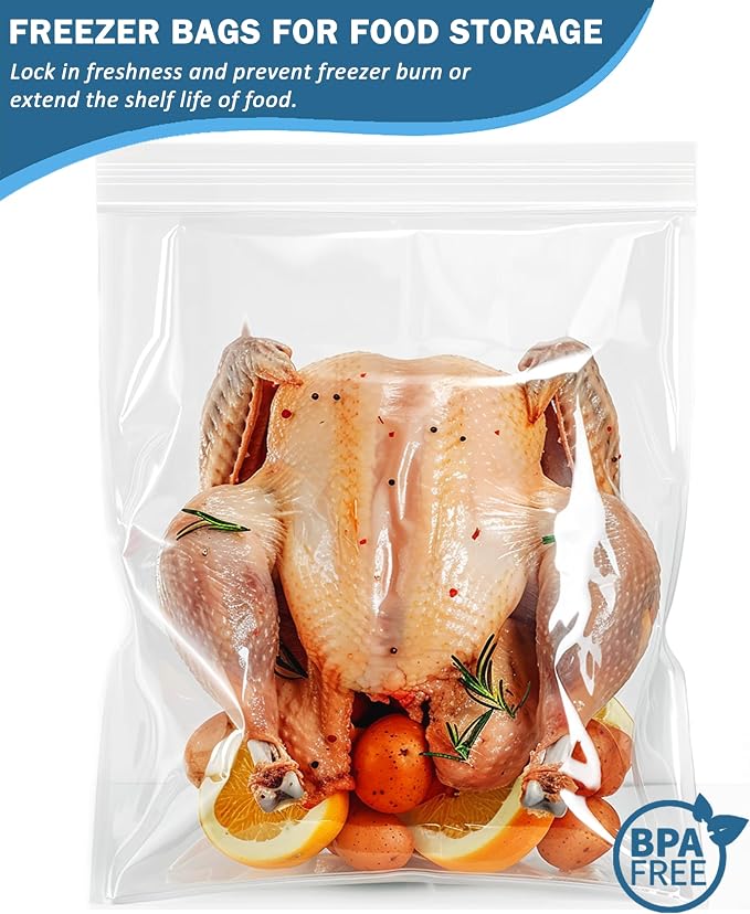 15 Heavy Duty Storage Bags with Zipper Top, 2.4-mil Thick, Extra Large 3 Gallon Bag 16″ x 19″, Resealable Plastic Bag, Jumbo Freezer Bags for Food, Clothes, Travel, Moving 2