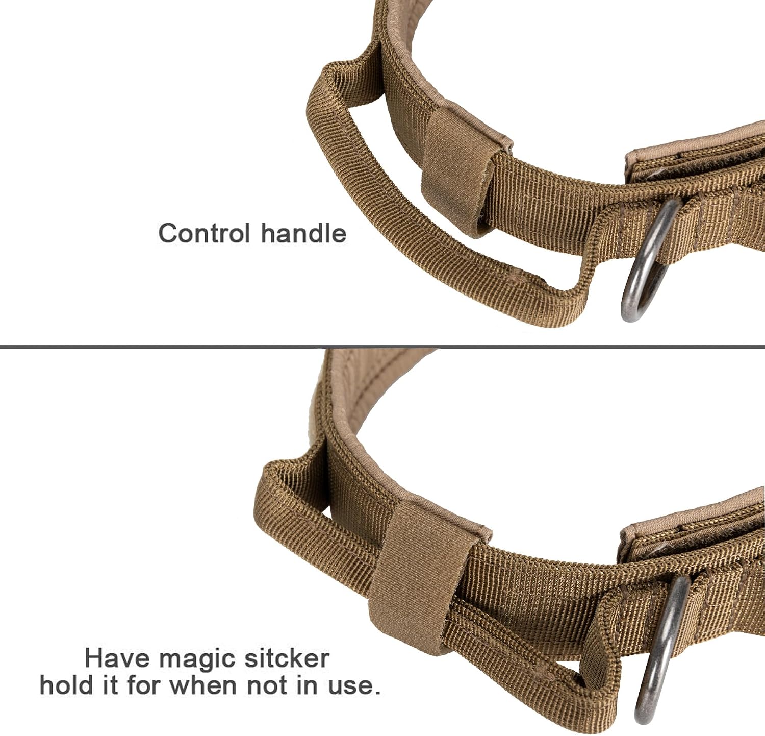 EXCELLENT ELITE SPANKER Tactical Nylon Dog Collar Military Metal Buckle | Adjustable Training Padded Durable Dog Collar Heavy Duty with Control Handle & Patches for Medium and Large Dogs Easy Wear 4