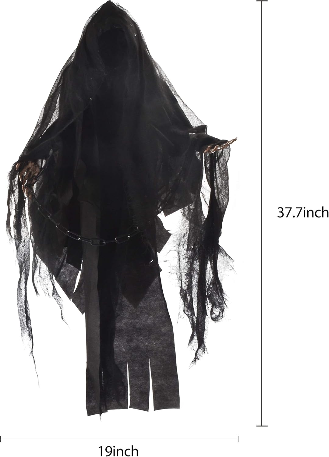 JOYIN 36″ Animated Hanging Grim Reaper Decorations, Faceless Ghost in Black Horror Robe for Best Halloween Hanging Decorations