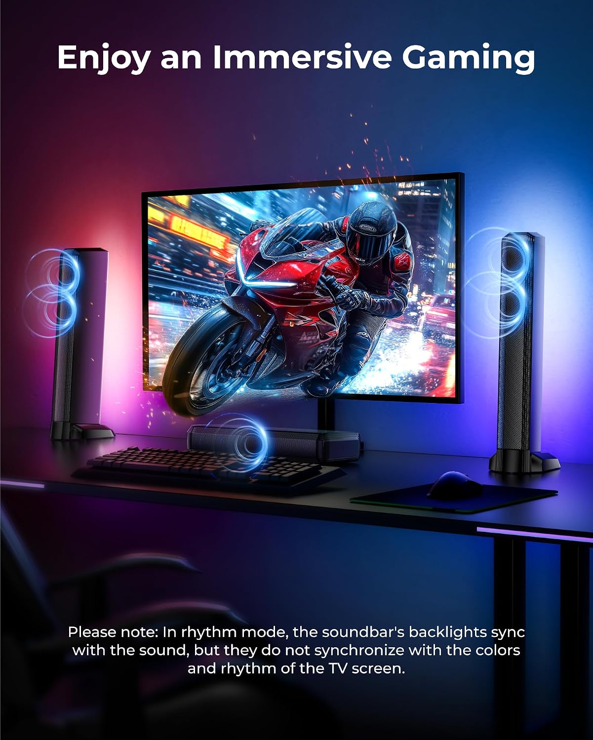ULTIMEA 7.1ch Virtual Surround Soundbar, TV Soundbar with 2 Surround Speakers, RGB, Subwoofer, TV Surround Sound System, 410W Peak Power, Apollo S70 Ultra 4