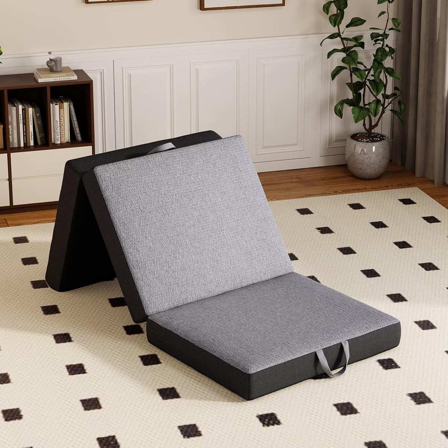 Vamcheer Tri Folding Mattress Single Size - 4 Inch Foldable Mattress for Travel/RV/Camping/Guest Room/Yoga, 75"x25"x4" Tri-fold Memory Foam Cushion with Washable Cover