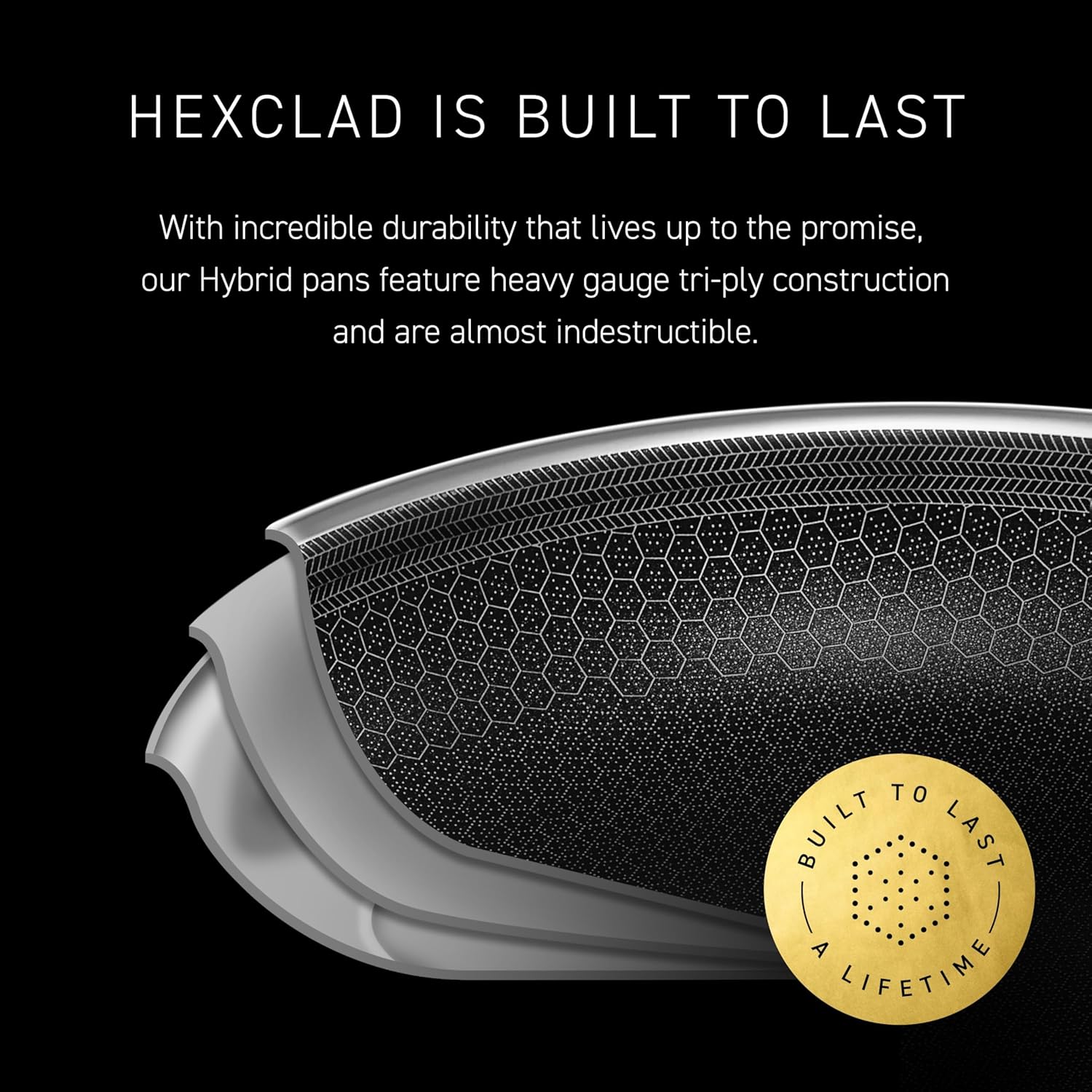 HexClad Hybrid Nonstick 18 cm Frying Pan, Stay-Cool Handle, Dishwasher-Friendly, Oven-Safe Up to 480°C, Induction Ready, Compatible with All Cooktops 3