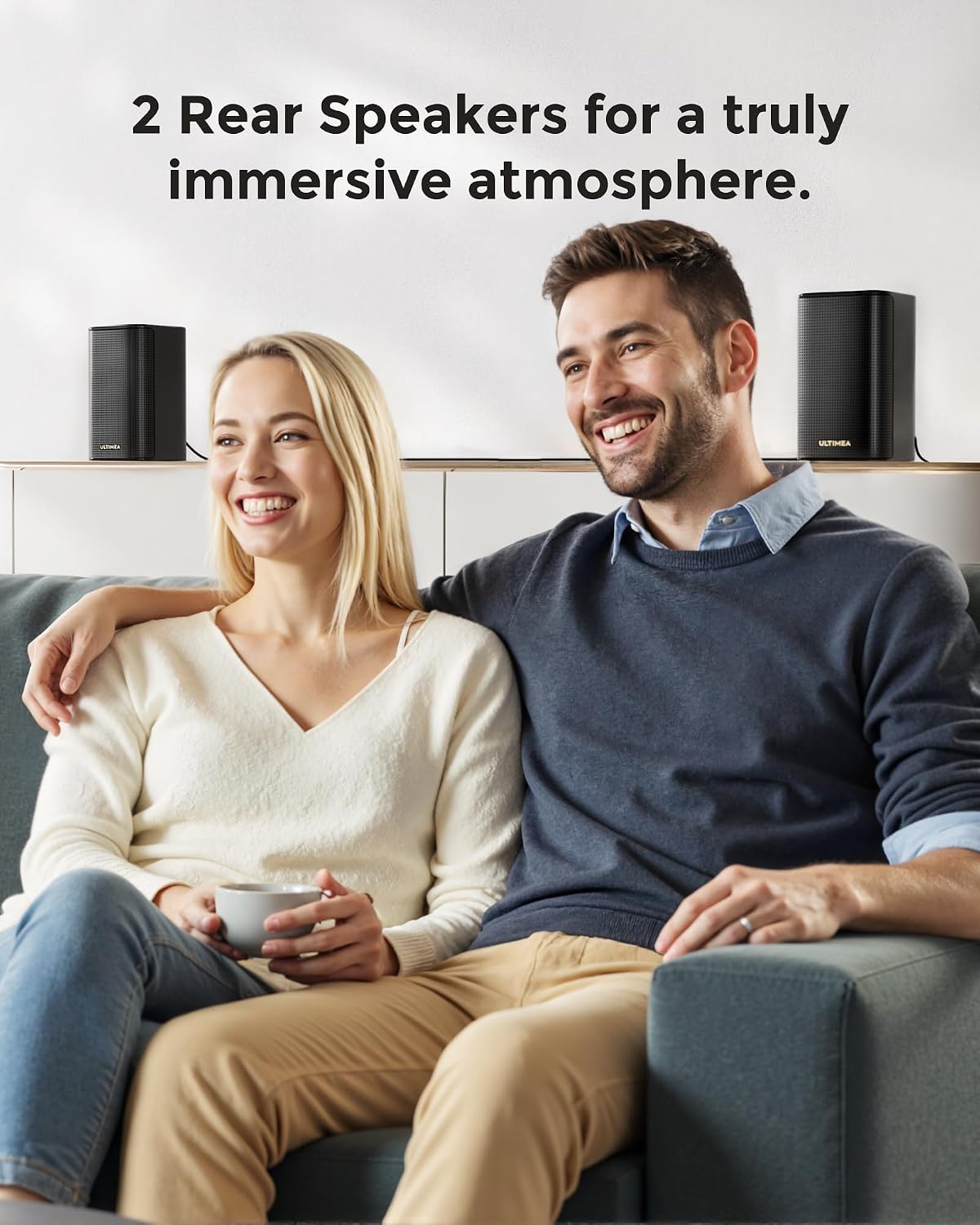 ULTIMEA 5.1.2CH Barra de Sonido con Dolby Atmos, Sistema de Audio Envolvente para TV con 2 Bocinas Satélite, Barra de Sonido con Subwoofer, Teatro en Casa, Bluetooth 5.4, HDMI eARC, Skywave F40 5