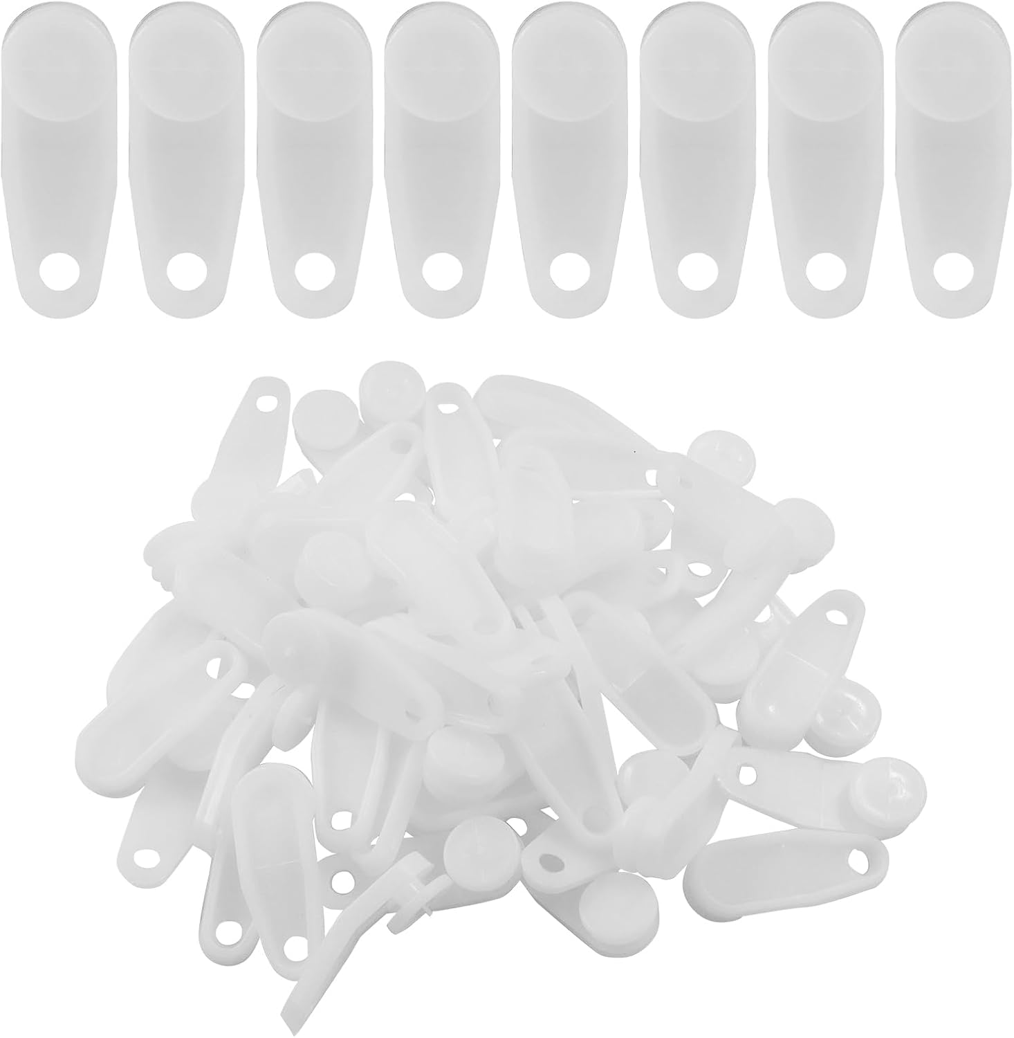 Traverse Rod Slides, 50 Pcs, Plastic Curtain Track Glider Hooks