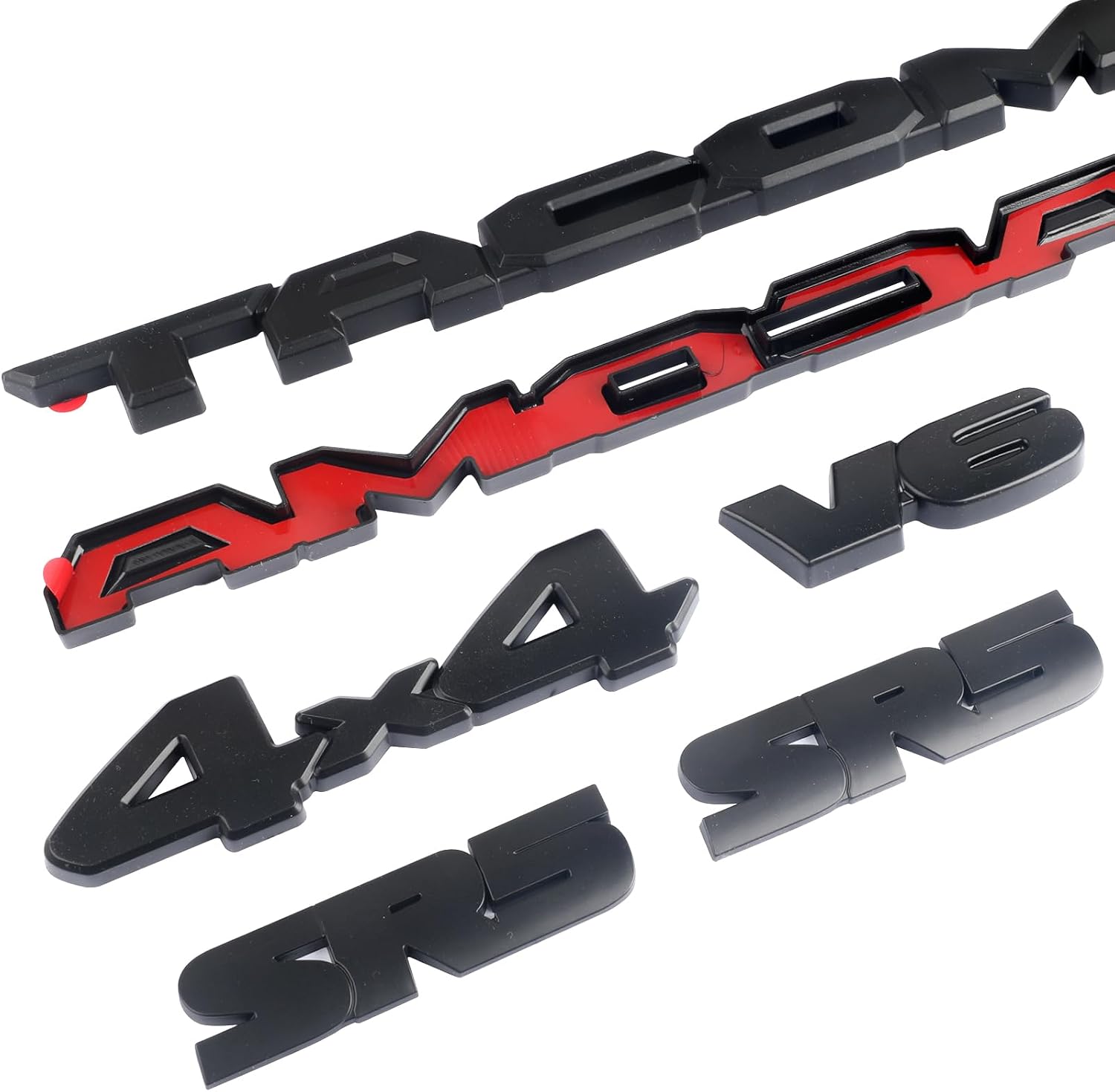 Blackout Emblem Overlays 6Pcs Compatible with Tacoma 2016 2017 2018 2019 2020 2021 2022 2023 ABS Plastic Badge Emblems Overlay 240903 with Strong Adhesive Matte Black