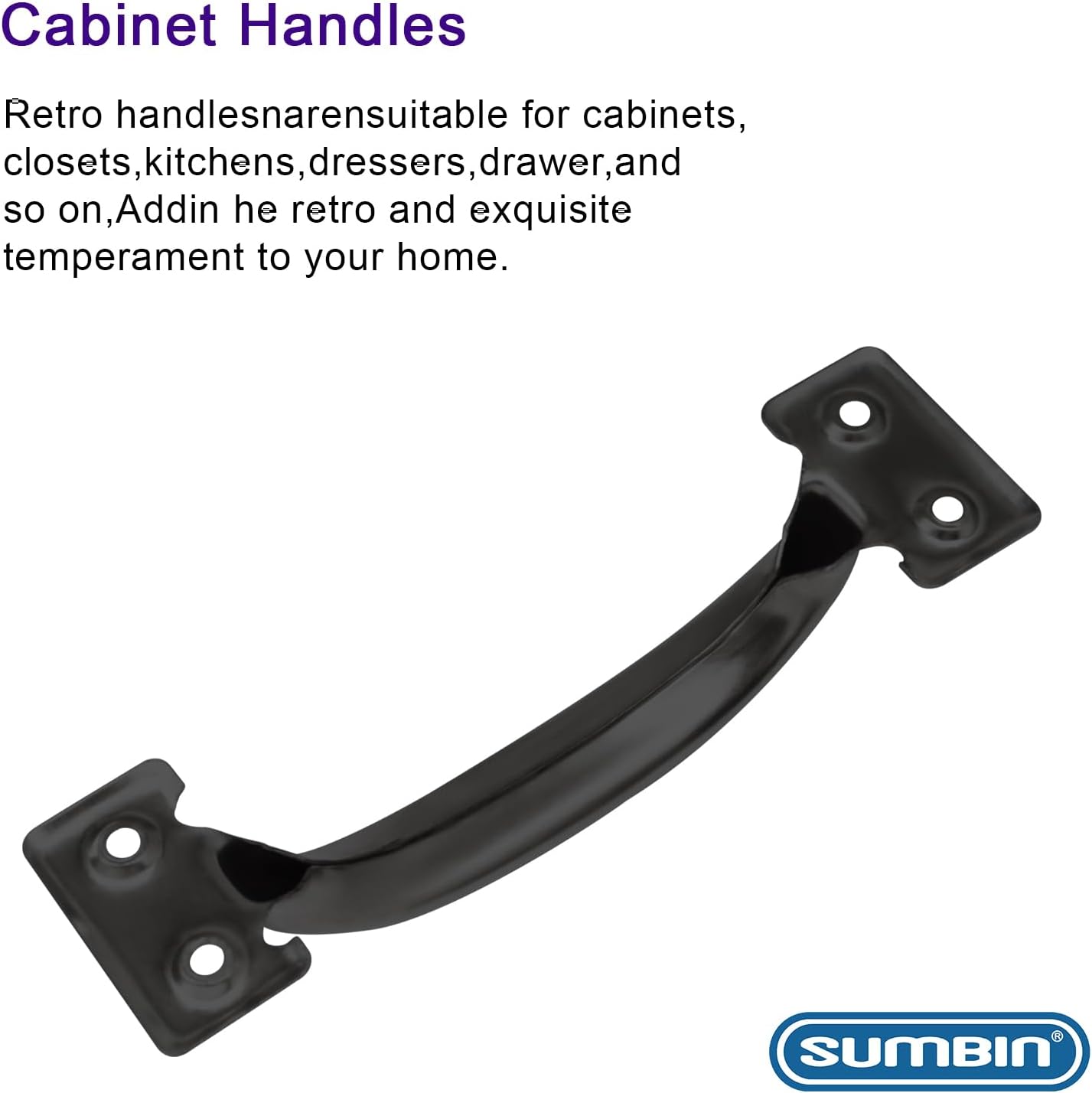 4 Packs Steel Door Pull, 6-1/2″ in Black Coated for Fence Yard Gate Door 3