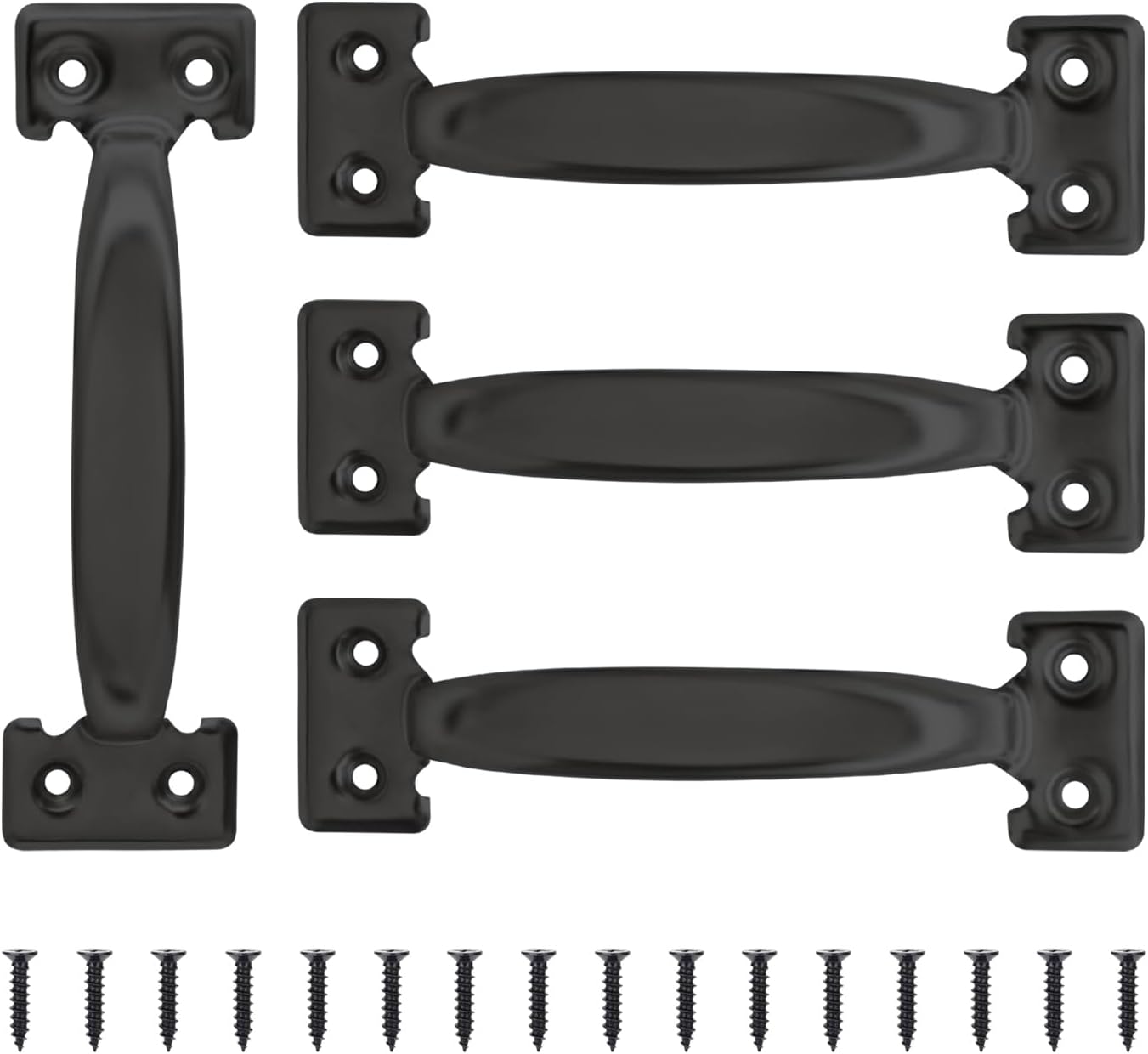 4 Packs Steel Door Pull, 6-1/2″ in Black Coated for Fence Yard Gate Door