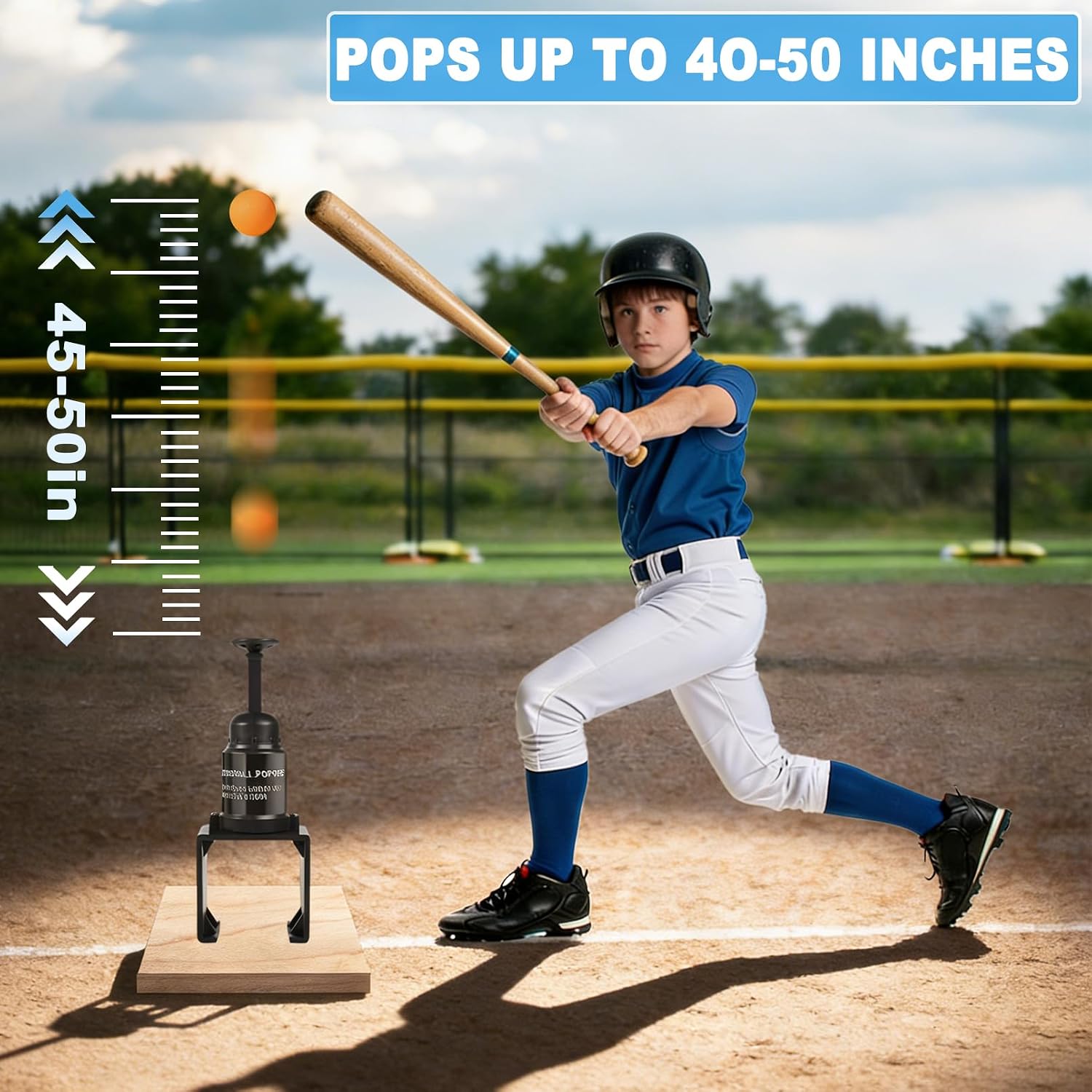Softball Training Pop | Baseball Pop for Hitting Without a Pitcher(Compatible with Practice Wiffle Balls, 4 Softballs Included) 4