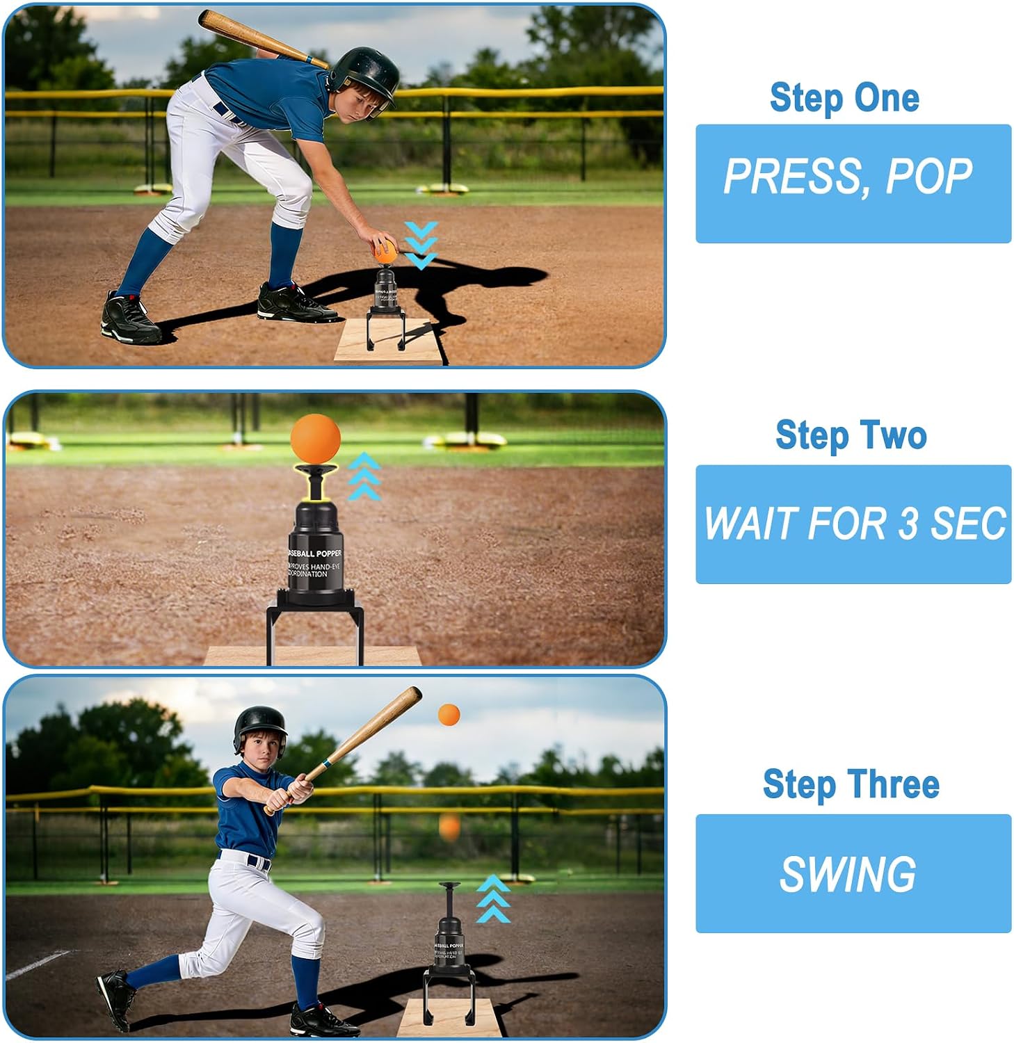 Softball Training Pop | Baseball Pop for Hitting Without a Pitcher(Compatible with Practice Wiffle Balls, 4 Softballs Included) 3